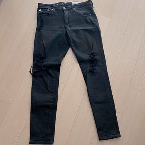 Black AG RIPPED JEANS
